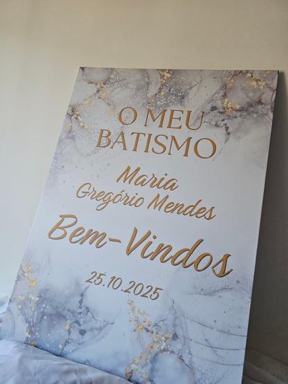 Placa de Boas vindas "Mármore"