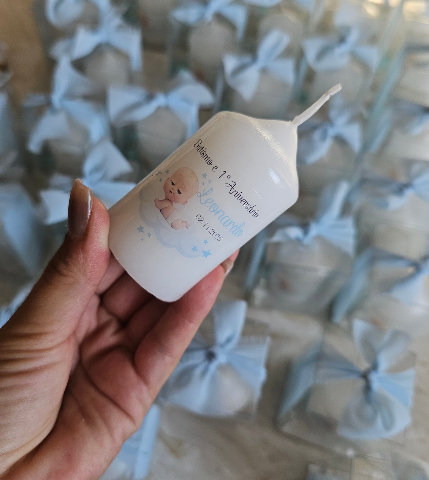 Vela personalizada em caixa c/dezena "Baby Boss"