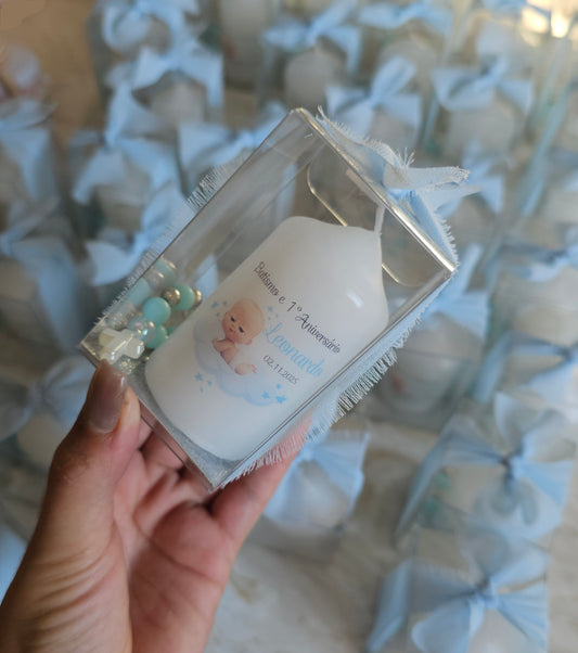Vela personalizada em caixa c/dezena "Baby Boss"