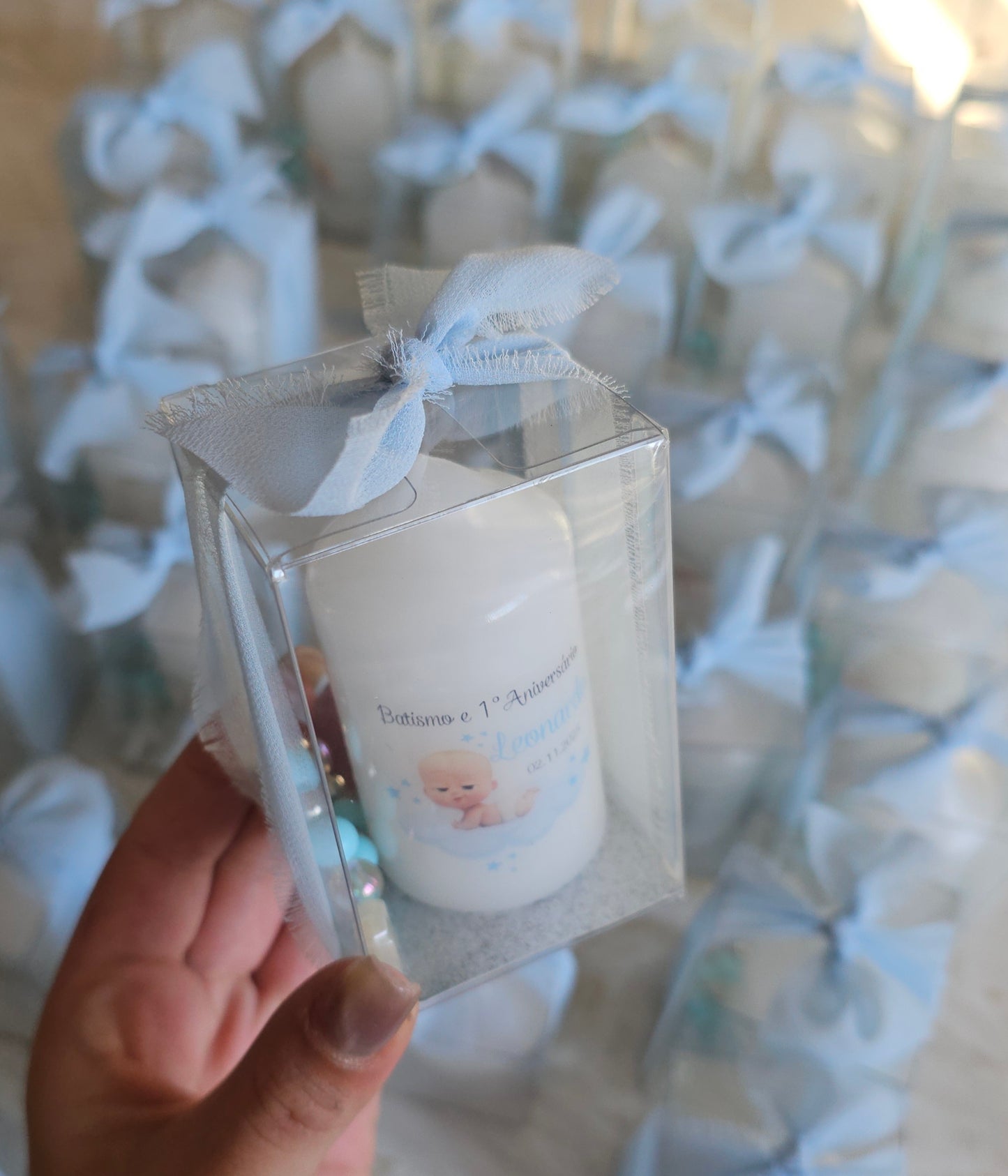 Vela personalizada em caixa c/dezena "Baby Boss"