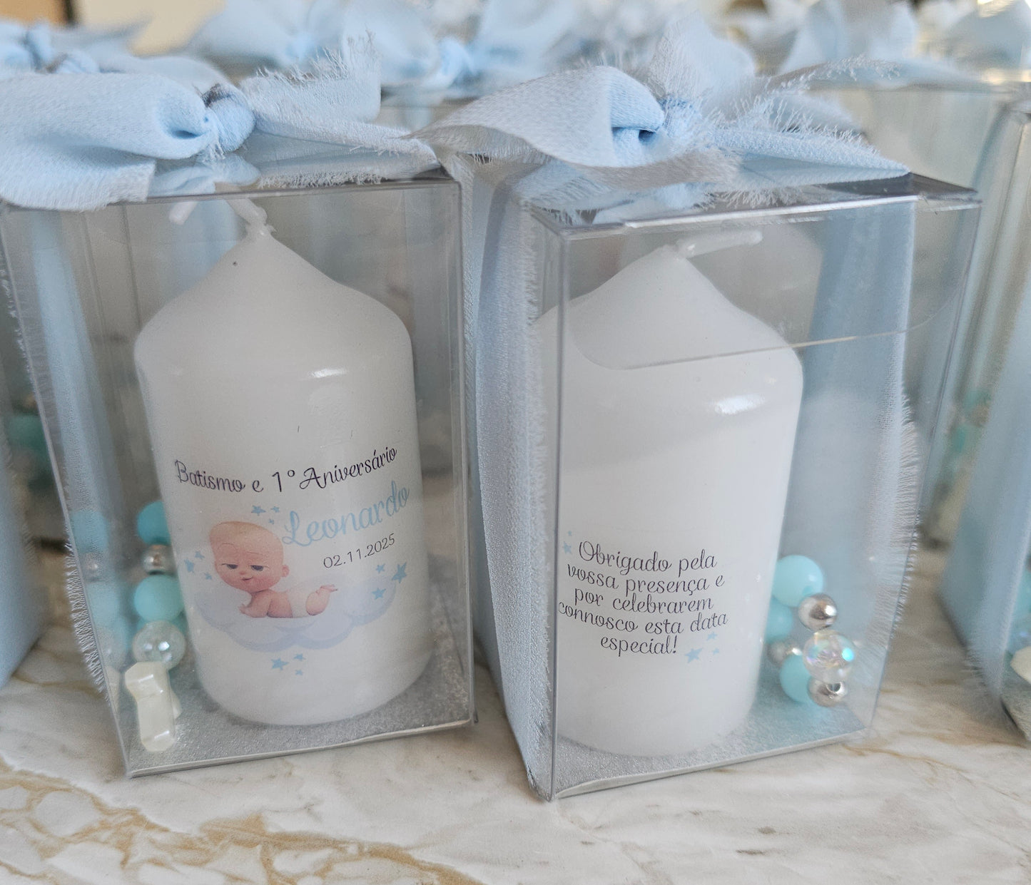Vela personalizada em caixa c/dezena "Baby Boss"