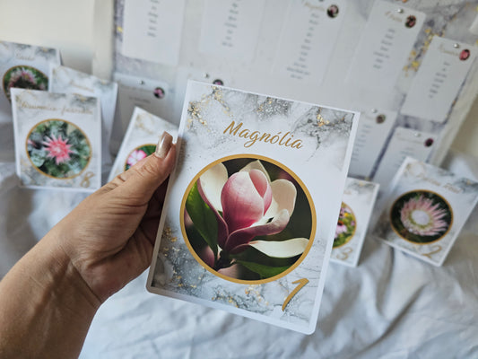 Marcadores de mesa "Mármore " flores típicas