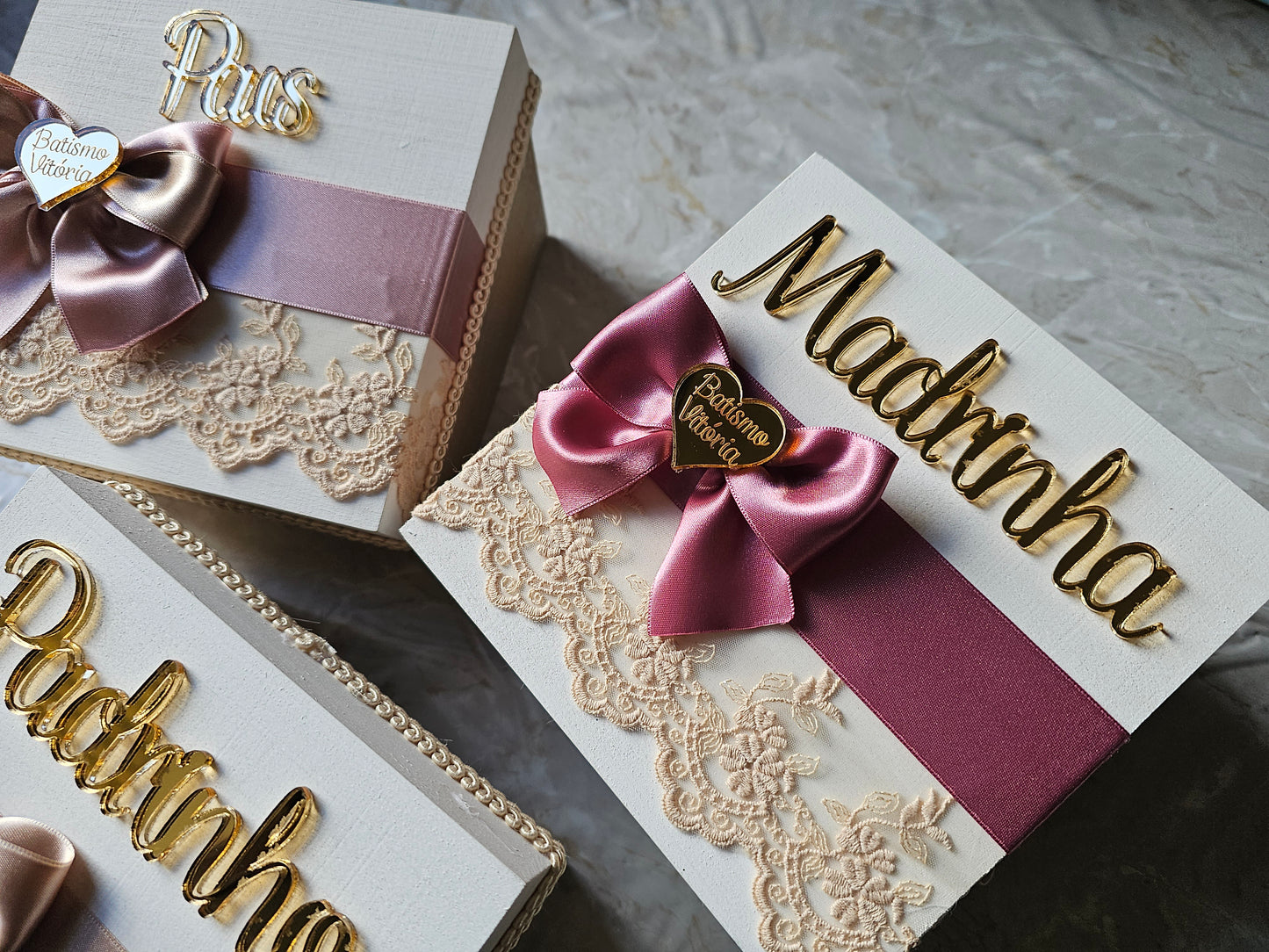 Caixas Padrinhos e Pais "Vitória ♡"