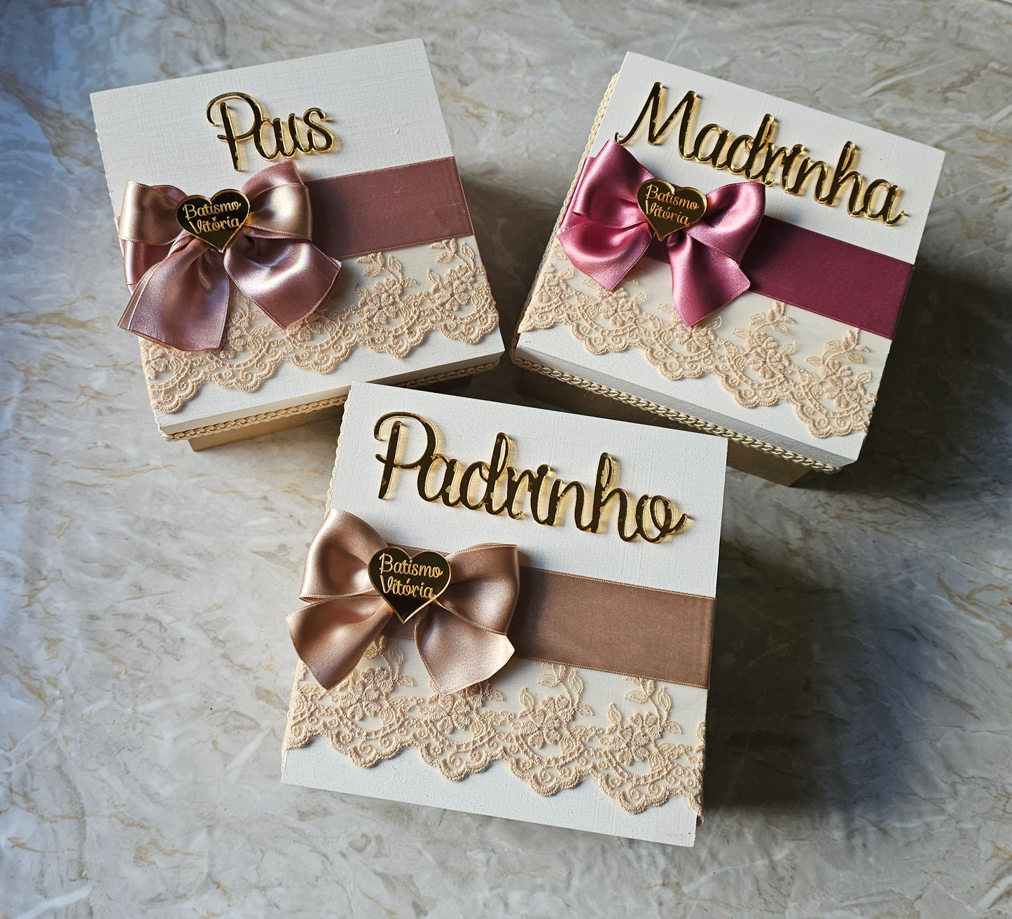 Caixas Padrinhos e Pais "Vitória ♡"