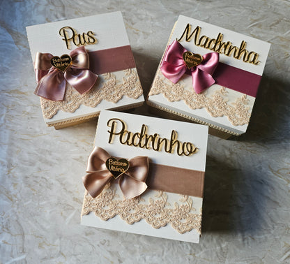 Caixas Padrinhos e Pais "Vitória ♡"