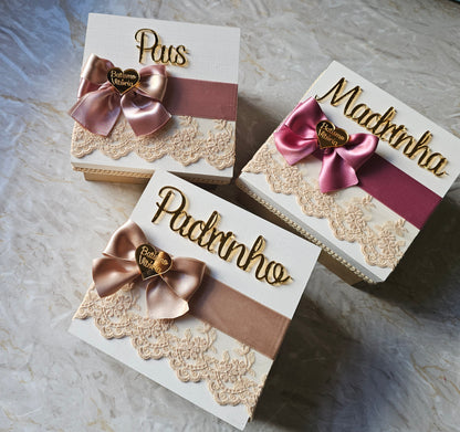Caixas Padrinhos e Pais "Vitória ♡"