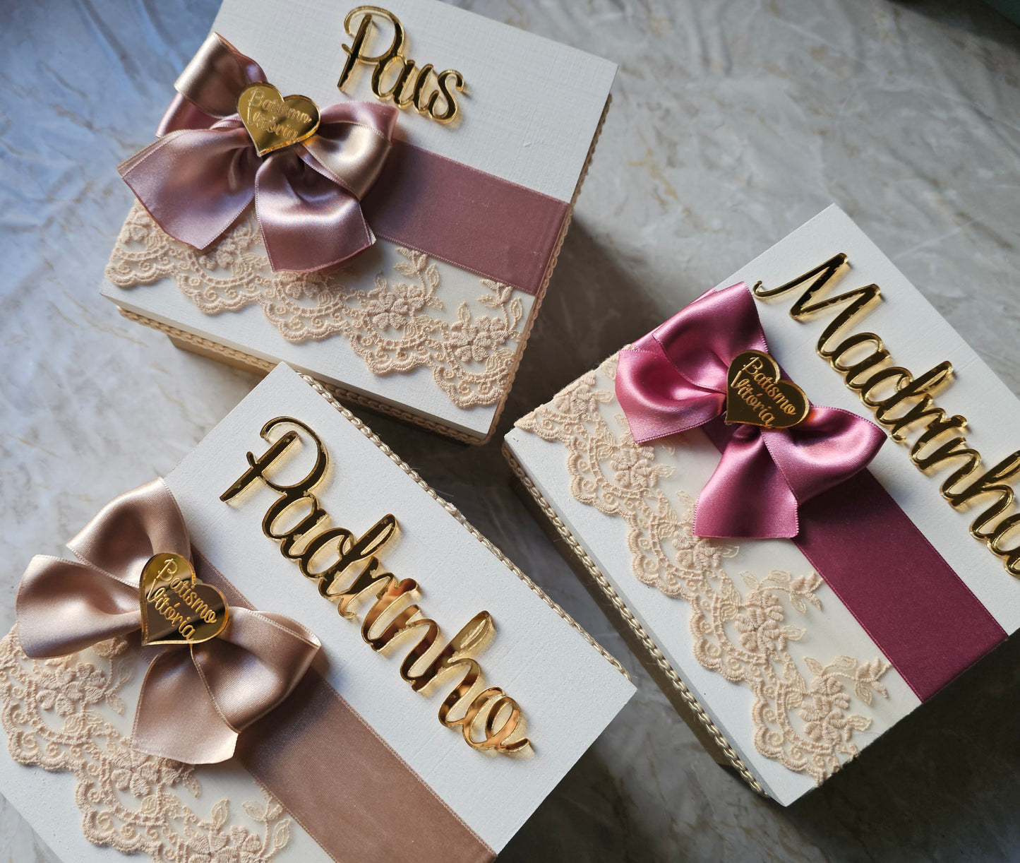 Caixas Padrinhos e Pais "Vitória ♡"