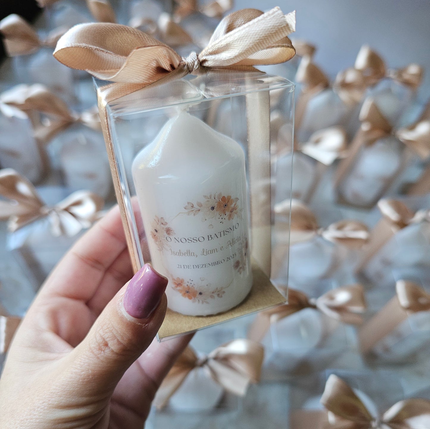 Velas personalizadas em caixa "Tons neutros"