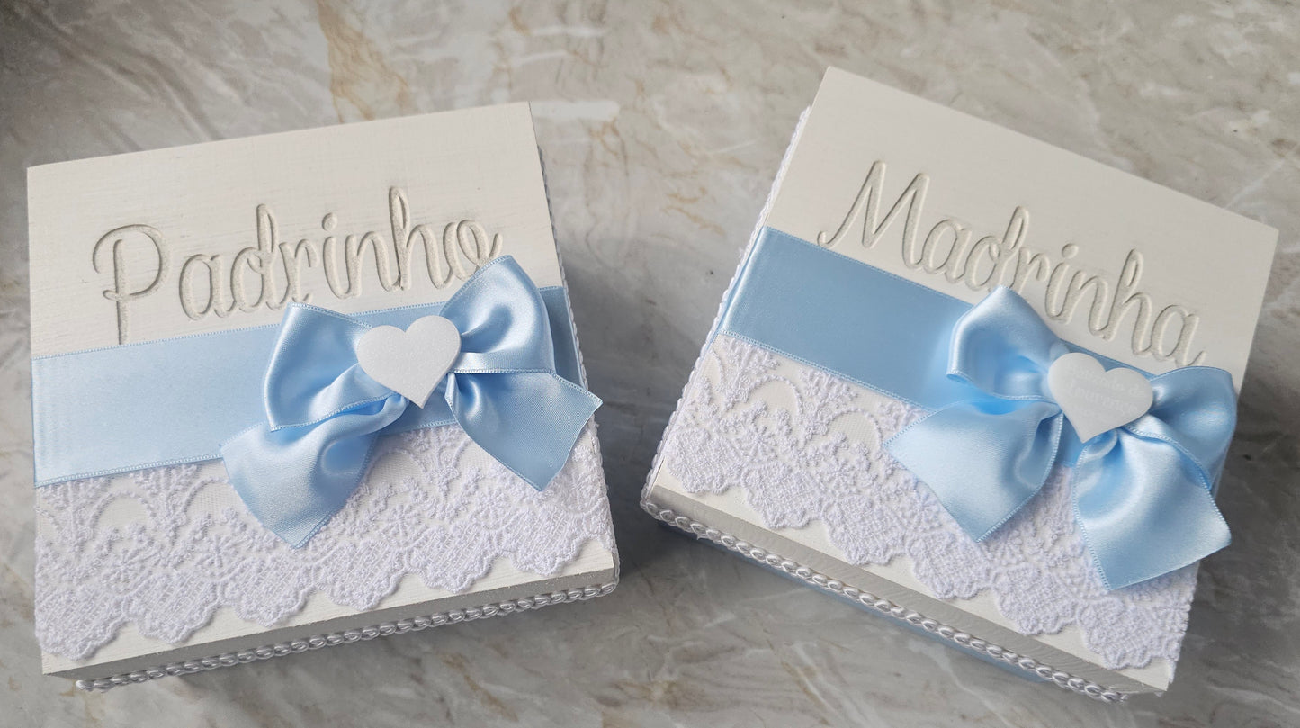 Caixas personalizadas Padrinhos "Baby blue"