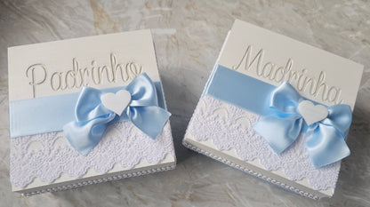 Caixas personalizadas Padrinhos "Baby blue"