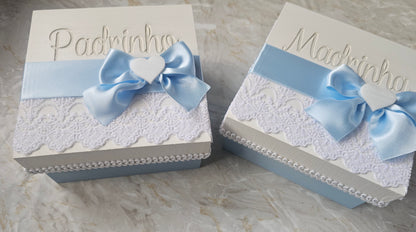 Caixas personalizadas Padrinhos "Baby blue"