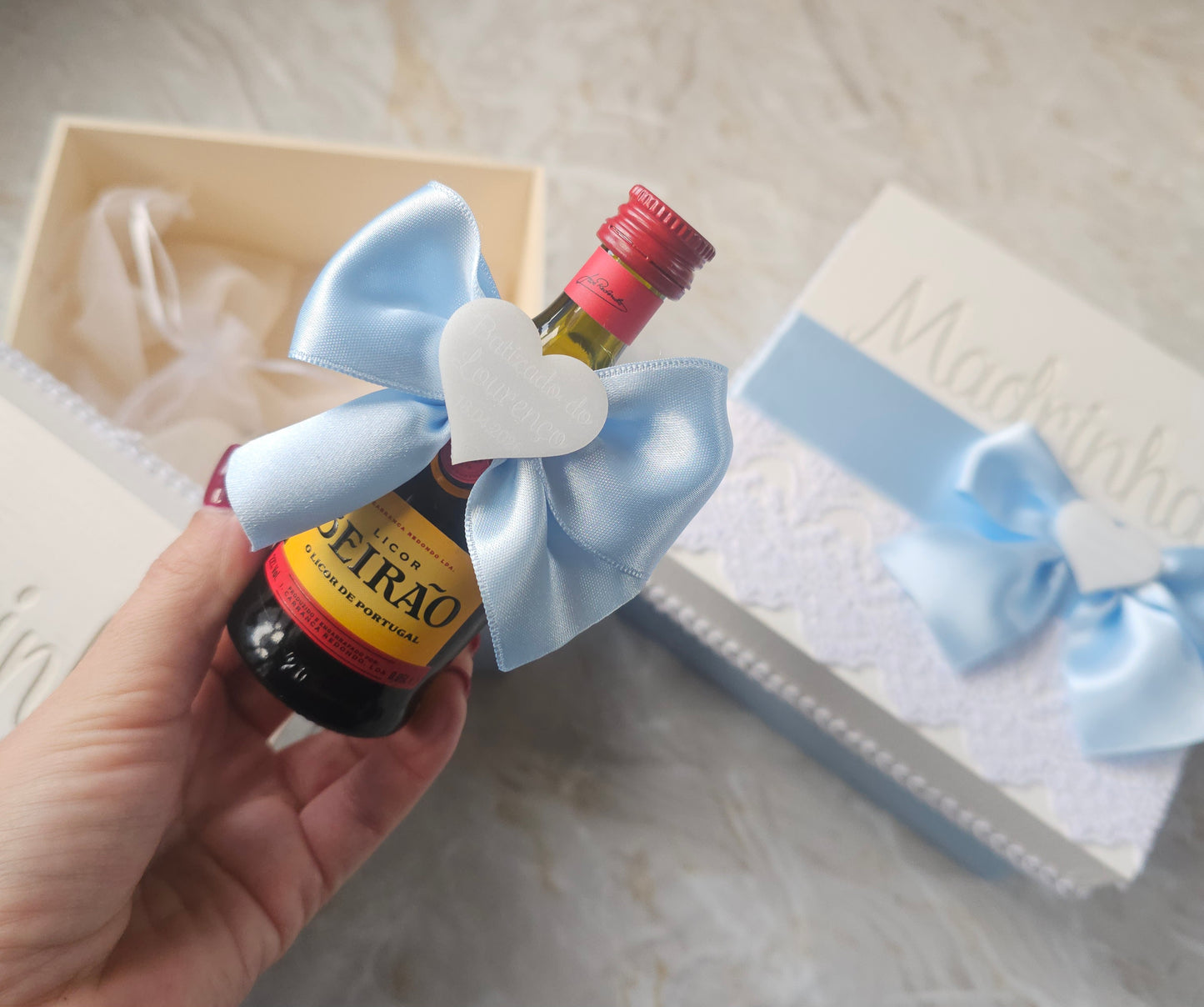 Caixas personalizadas Padrinhos "Baby blue"