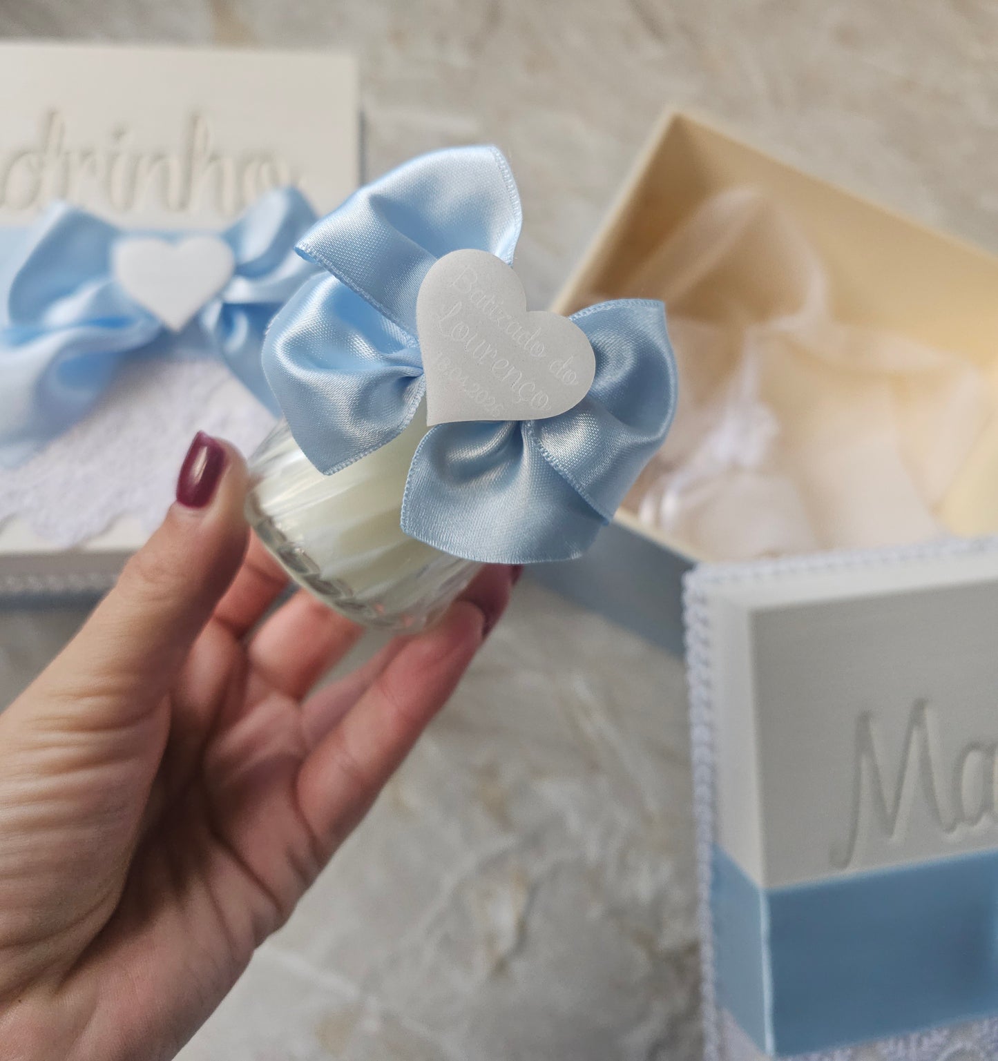 Caixas personalizadas Padrinhos "Baby blue"