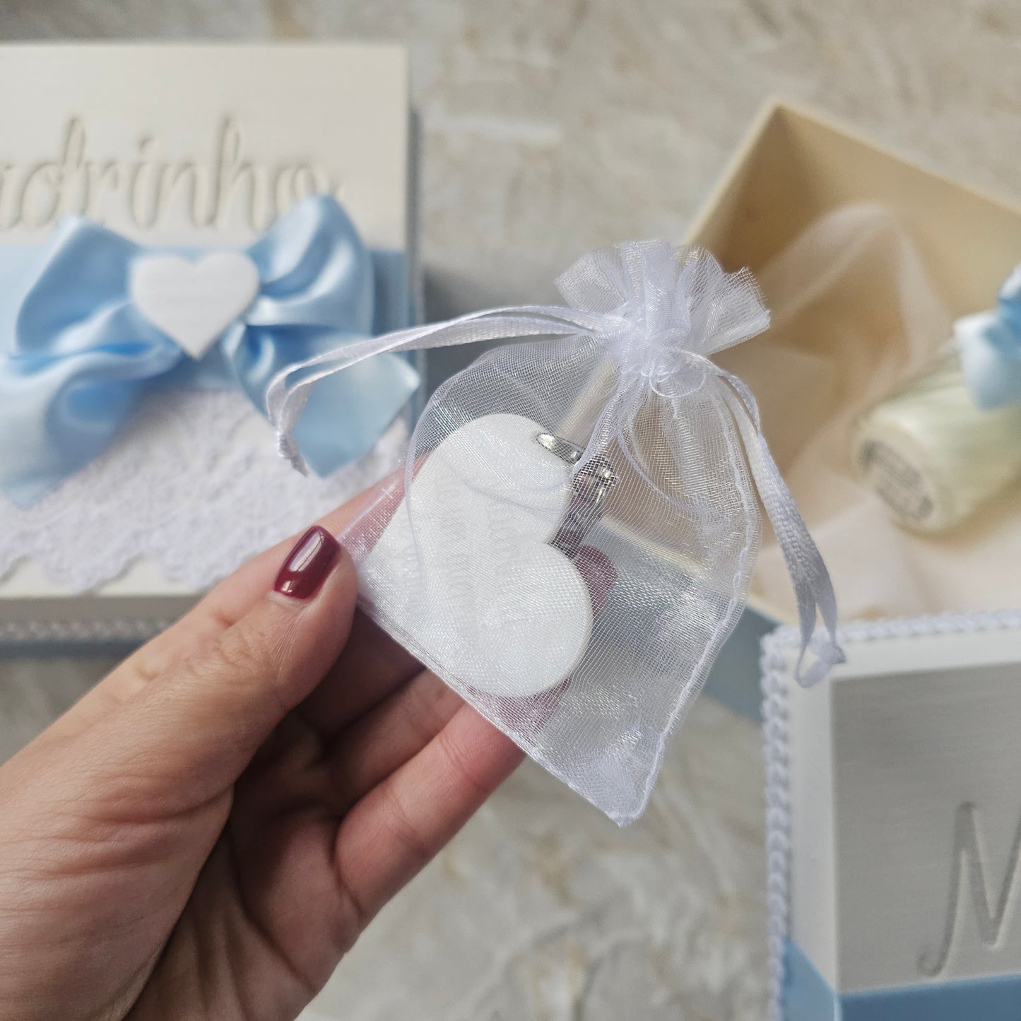 Caixas personalizadas Padrinhos "Baby blue"