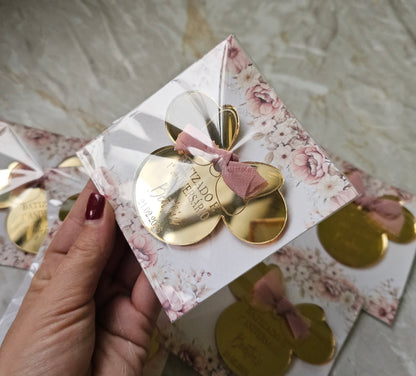 Íman acrílico dourado espelhado "Minnie"