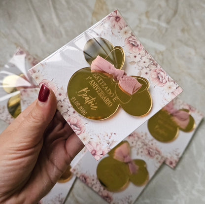 Íman acrílico dourado espelhado "Minnie"