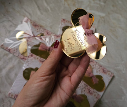 Íman acrílico dourado espelhado "Minnie"