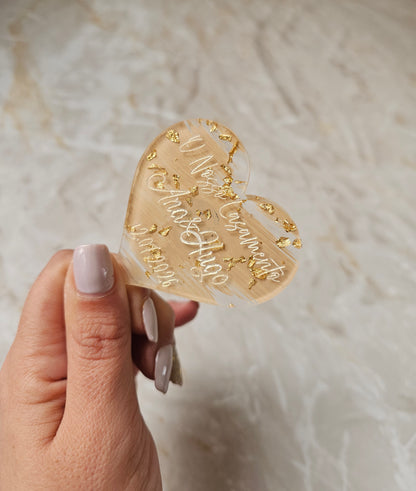 Íman acrílico flocos de ouro ♡
