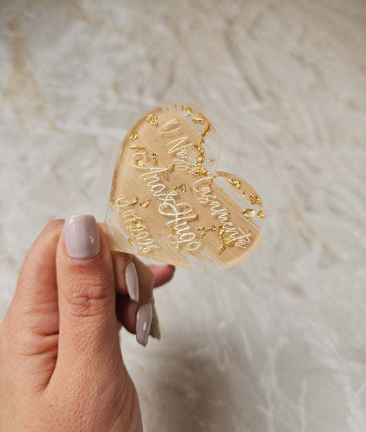 Íman acrílico flocos de ouro ♡