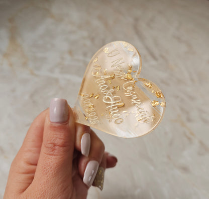 Íman acrílico flocos de ouro ♡