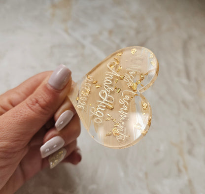 Íman acrílico flocos de ouro ♡