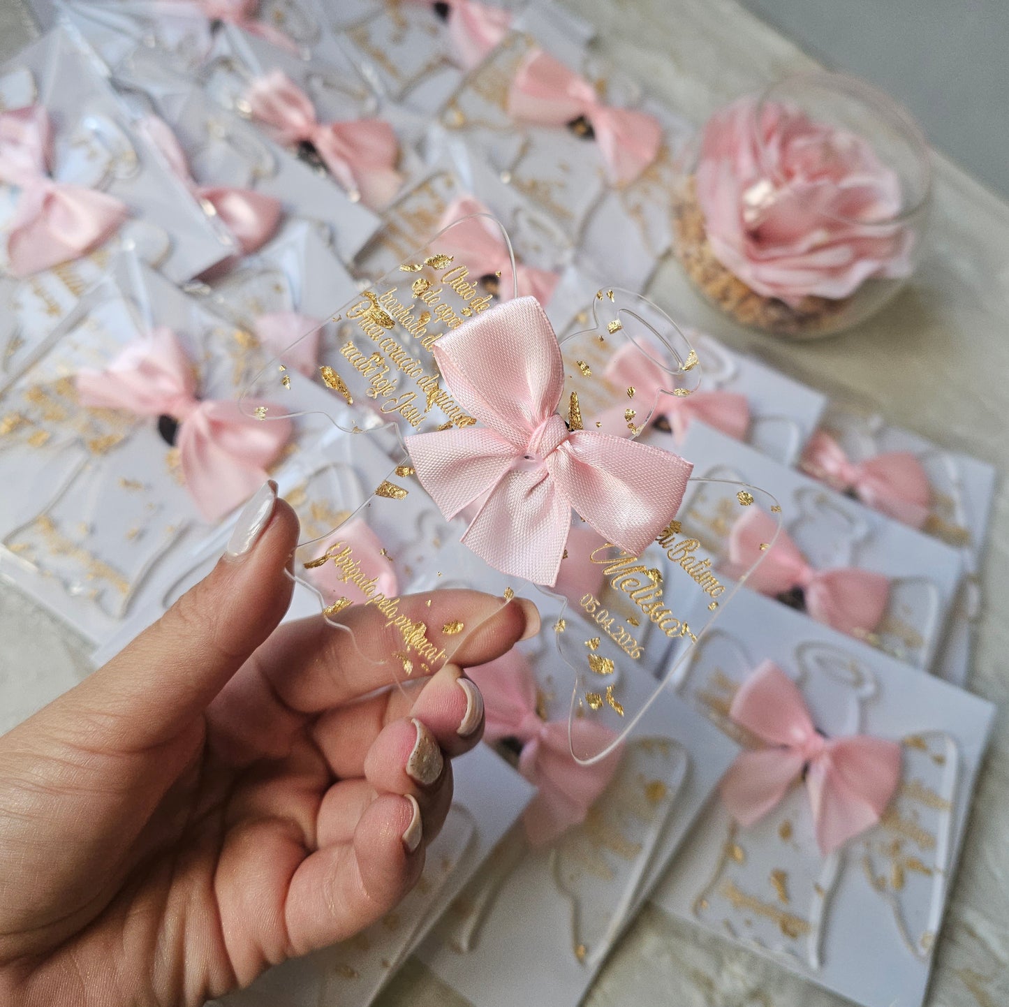 Íman Anjo "Acrílico com flocos d' ouro"