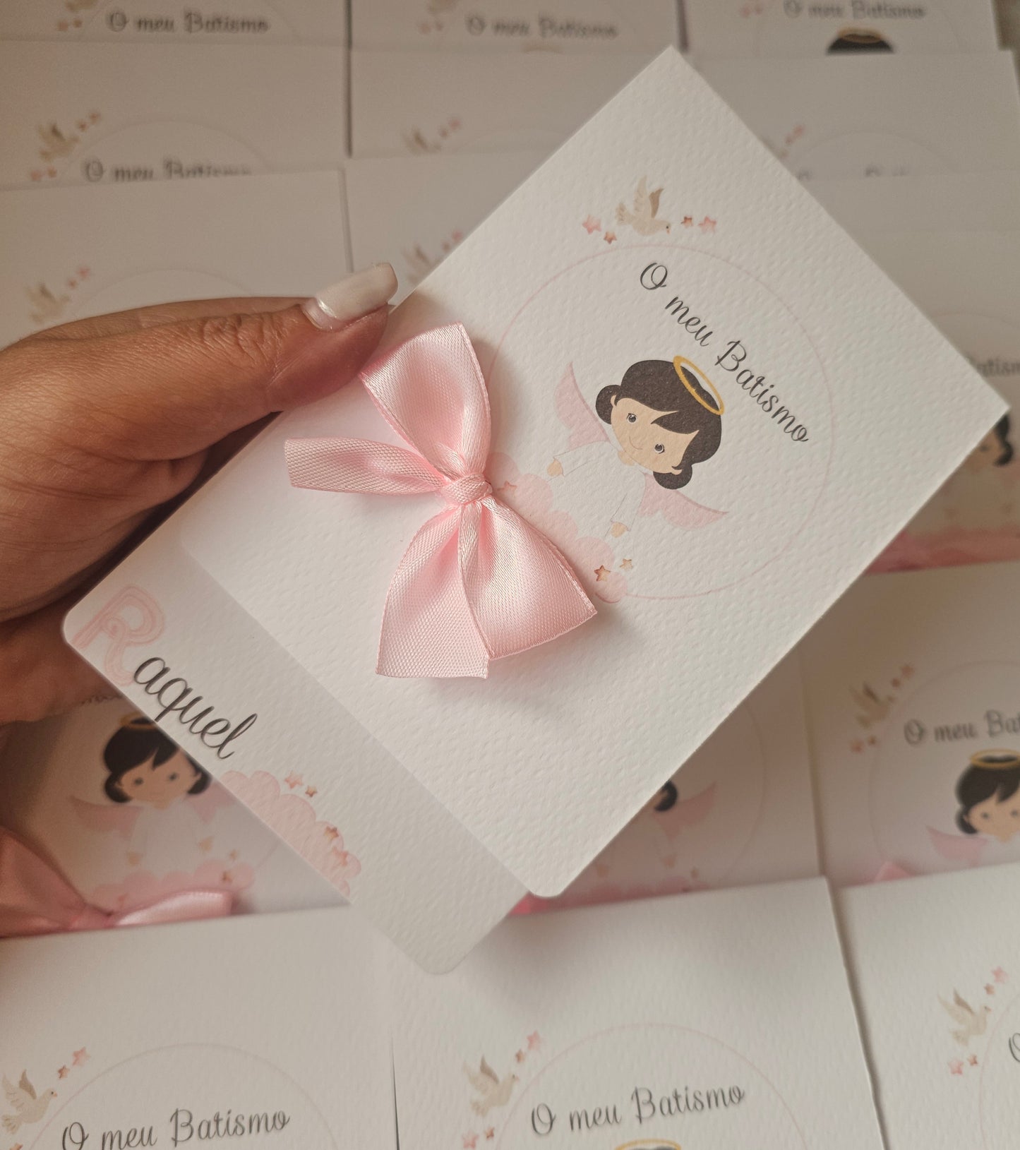 Convite personalizado tema Anjinha Rosa