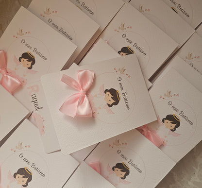 Convite personalizado tema Anjinha Rosa