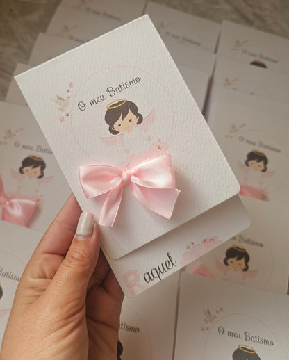 Convite personalizado tema Anjinha Rosa