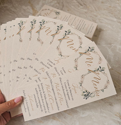 Menus personalizados "Floral Verde"