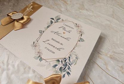 Livro de honra Casamento + batismo Floral