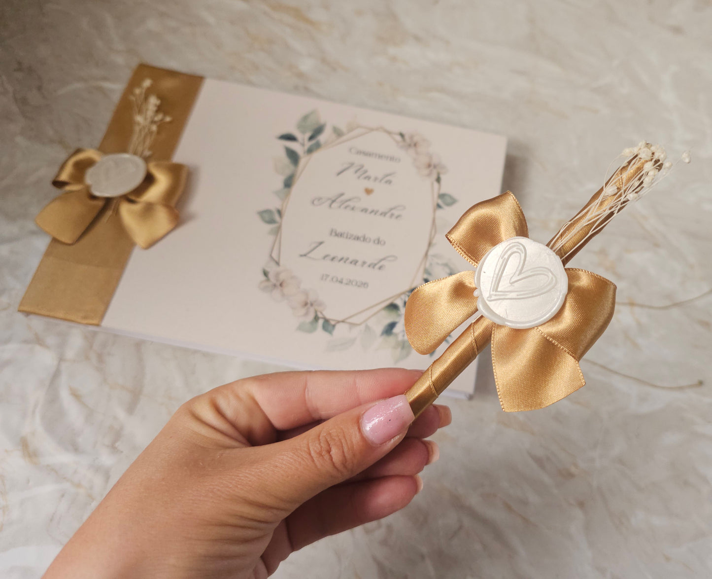 Livro de honra Casamento + batismo Floral