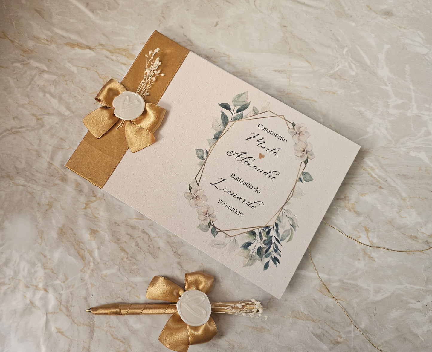 Livro de honra Casamento + batismo Floral