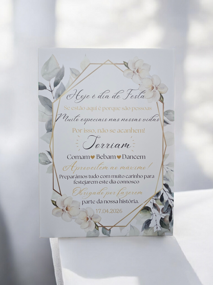 Placa de boas vindas floral