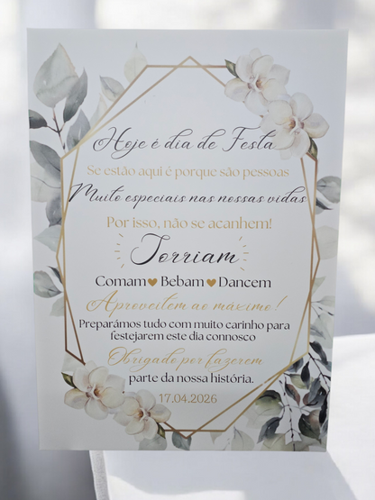 Placa de boas vindas floral