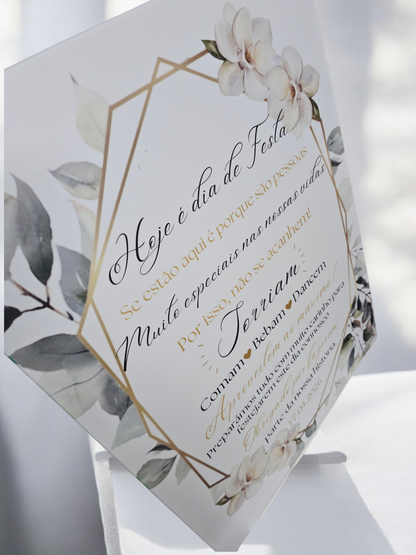 Placa de boas vindas floral
