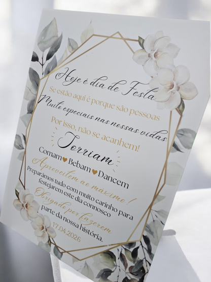 Placa de boas vindas floral