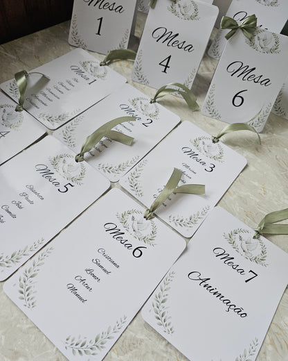 Marcadores de mesa nomes "Pombinha Verde"