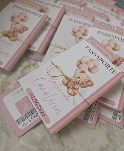 Convite passaporte "Ursinha"