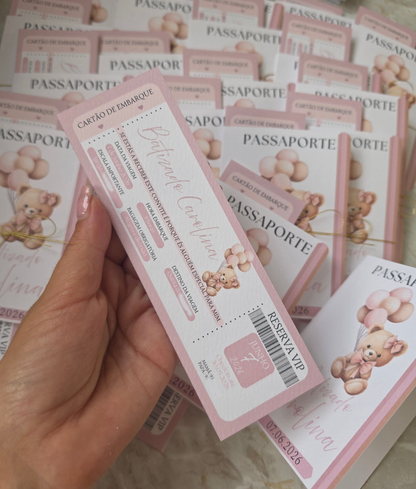 Convite passaporte "Ursinha"