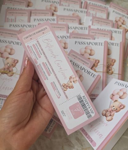 Convite passaporte "Ursinha"