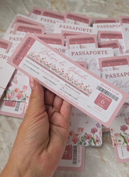 Convite Passaporte floral "Gabriela"