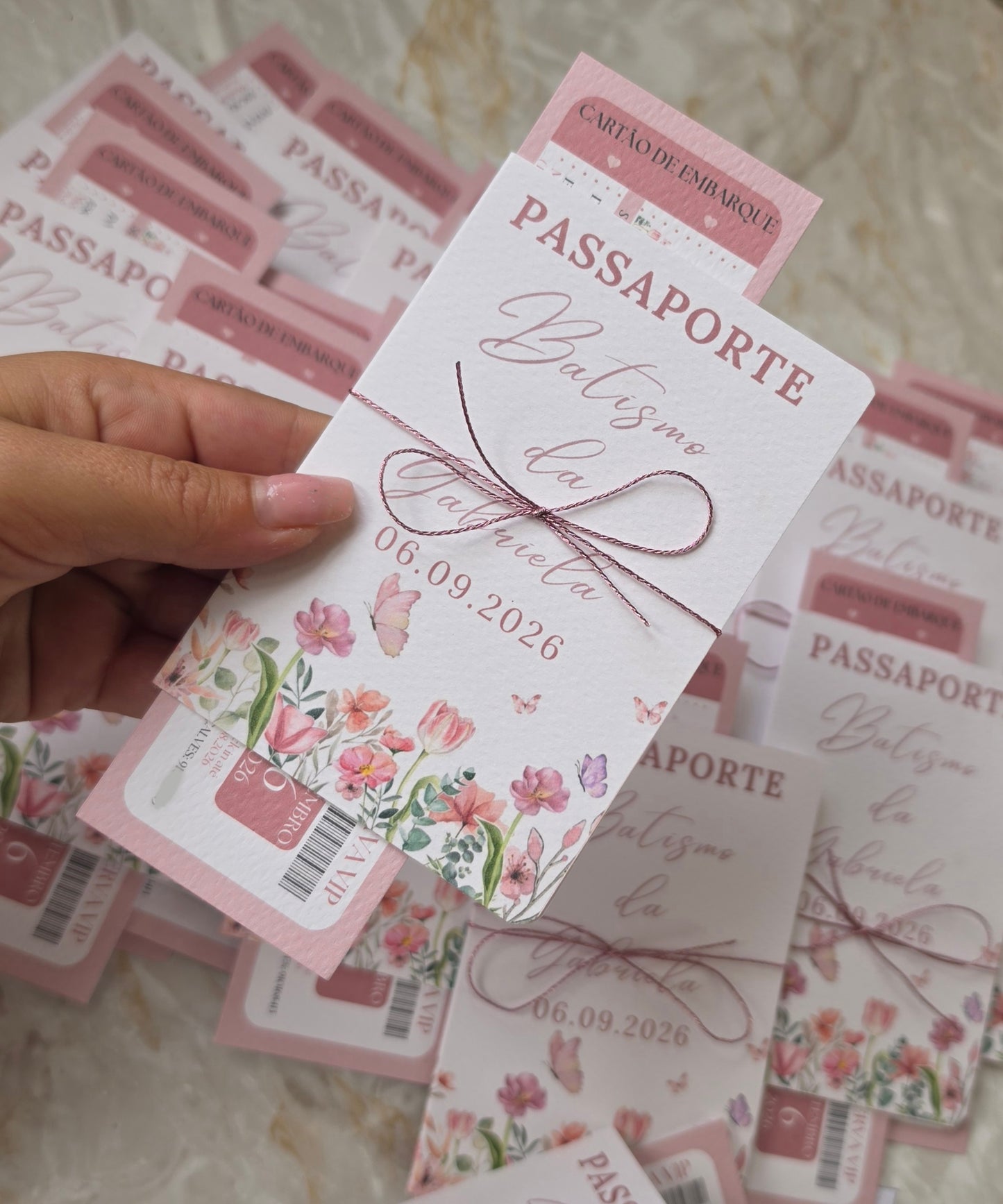 Convite Passaporte floral "Gabriela"