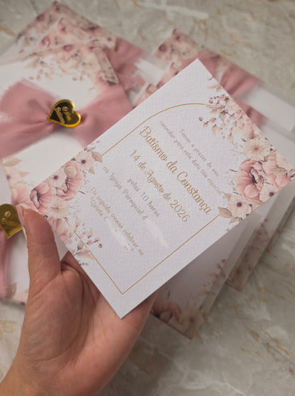 Convites Batismo "Constança" floral