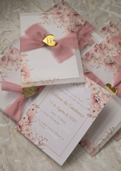 Convites Batismo "Constança" floral
