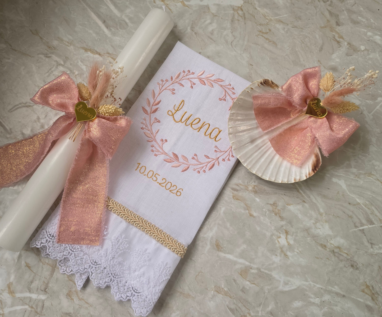 Conjunto de Batismo "Luena" rose