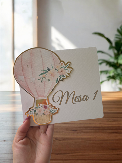 Marcadores de mesa balão de ar quente