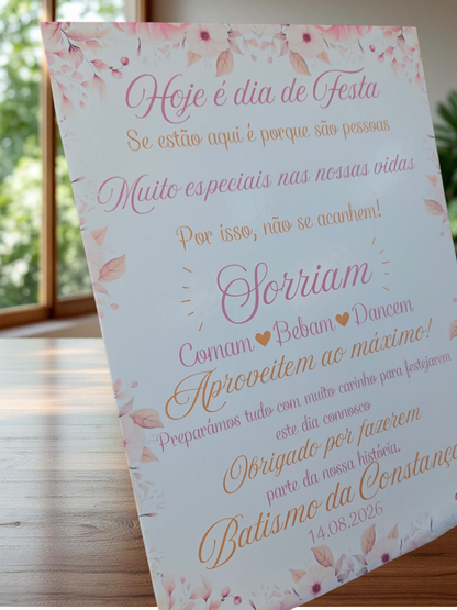 Placa boas vindas floral 🌸