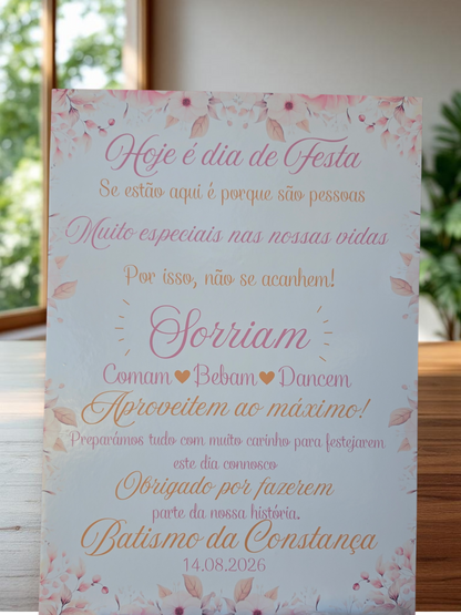 Placa boas vindas floral 🌸