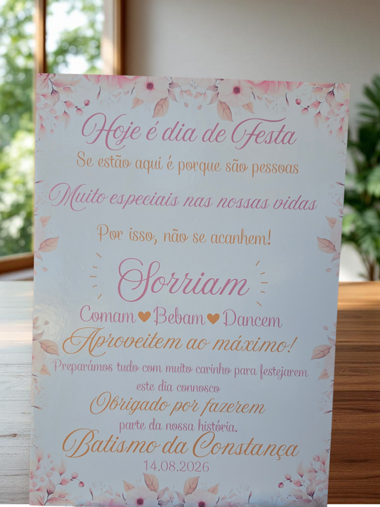 Placa boas vindas floral 🌸